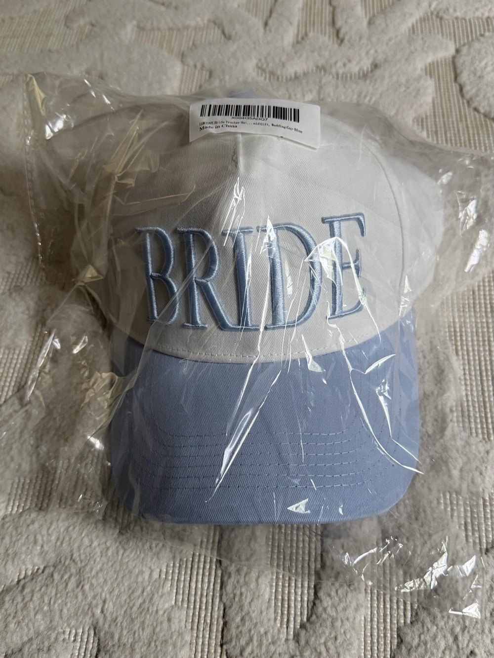 Bride Two-Tone Baseball Cap - White & Light Blue